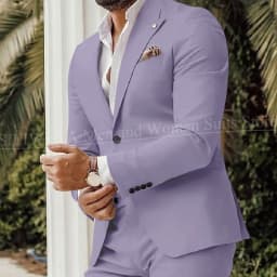 Four Seasons Men's Beige Suits Classic Style Peaked Collar Single Breasted Clothing Trouser Coat for Wedding Party Costume Homme