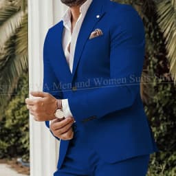 Four Seasons Men's Beige Suits Classic Style Peaked Collar Single Breasted Clothing Trouser Coat for Wedding Party Costume Homme