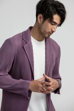 Miyake Pleated Men Blazer Black Slim Fit Stretch Suit Coat Casual Japanese Style Business Daily Wear
