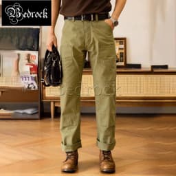 Herringbone Pattern Underground Work Suit Pants For Men High Waist Loose Straight Tube Locomotive Casual Pants Freewheelers Men