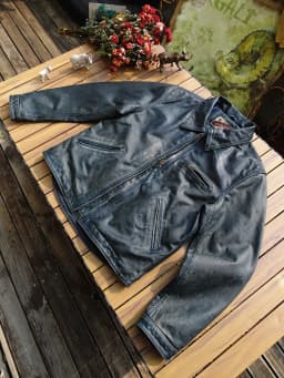 Detroit-Style Vintage American Leather Jacket Enzyme-Aged Tea-Core Workwear for Men's Casual Fashion