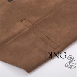Men's suede leather suit vest casual western vest V-neck snap button placket sleeveless jacket