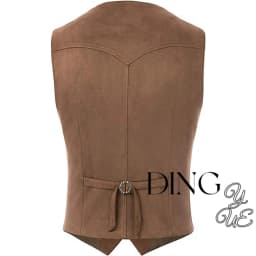 Men's suede leather suit vest casual western vest V-neck snap button placket sleeveless jacket