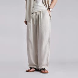 Fashion Men's Lyocell Ice Silk Draped Curved Casual Pants 2026 Summer Solid Loose Breathable Commuter Wide Leg Trousers