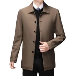 2025 High-quality Middle-aged Men's Jacket Loose Casual Spring and Autumn Clothing Middle-aged Dad Coat Single-row Button Jacket