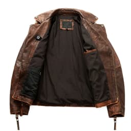 Men's Natural Leather Motorcycle Jacket Top Layer Cowhide Biker Jacket Retro Moto Suit Stone Milled Large Size Leather Jacket