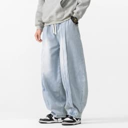 2025 New Vintage Harem Pants Men Loose Hip Hop Denim Wide Leg Pants Mens Straight Oversized Fashion Jeans Elastic Waist Trousers