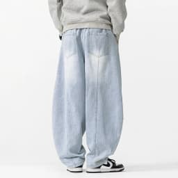 2025 New Vintage Harem Pants Men Loose Hip Hop Denim Wide Leg Pants Mens Straight Oversized Fashion Jeans Elastic Waist Trousers