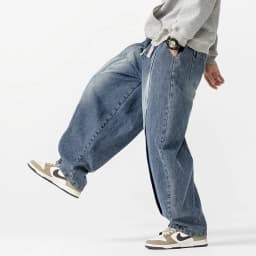 2025 New Vintage Harem Pants Men Loose Hip Hop Denim Wide Leg Pants Mens Straight Oversized Fashion Jeans Elastic Waist Trousers