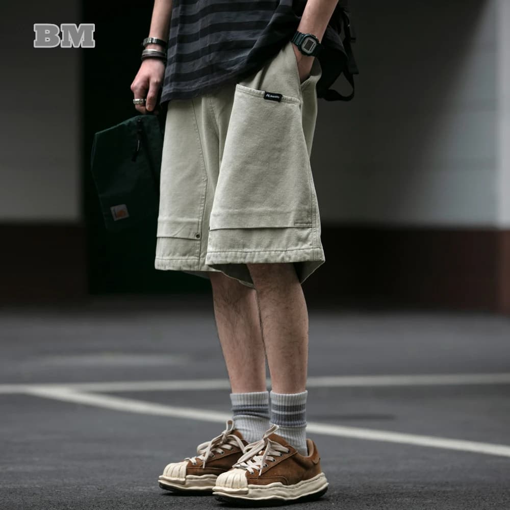 Summer Japanese Streetwear High Quality Cargo Shorts For Men Clothing Y2k Harajuku Casual Cotton Basketball Pants Korean Shorts