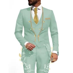 White Men Suits 3 Piece Jacket Pants Vest Male Clothing Tailcoat No Lapel Wedding Tuxedos Outfits Custom Made Clothing
