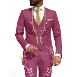 White Men Suits 3 Piece Jacket Pants Vest Male Clothing Tailcoat No Lapel Wedding Tuxedos Outfits Custom Made Clothing