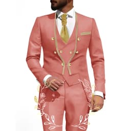 White Men Suits 3 Piece Jacket Pants Vest Male Clothing Tailcoat No Lapel Wedding Tuxedos Outfits Custom Made Clothing