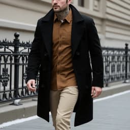 New Men's Elegant Woolen Overcoat Long Jacket For Early Autumn Warm Outdoor Street Style Commute Wear Double-Breasted