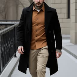 New Men's Elegant Woolen Overcoat Long Jacket For Early Autumn Warm Outdoor Street Style Commute Wear Double-Breasted