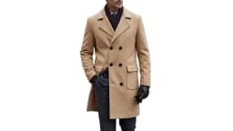 New Men's Elegant Woolen Overcoat Long Jacket For Early Autumn Warm Outdoor Street Style Commute Wear Double-Breasted
