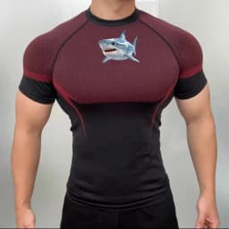 Men Seamless Compression Gym Workout T-Shirt Quick Dry Elastic Breathable Moisture Wicking Athletic Training Running Jogging Top