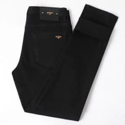Pure black jeans for men, simple, fashionable, light luxury, trendy, stretchy, slim fit, high-end, versatile denim long pants