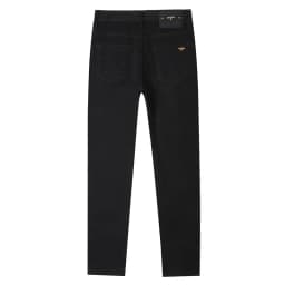 Pure black jeans for men, simple, fashionable, light luxury, trendy, stretchy, slim fit, high-end, versatile denim long pants