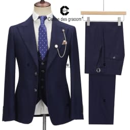 Cenne Des Graoom Classic Fit 2 Button Formal Suits for Men Solid Color Blazer Vest Pants Set Business Meeting Wedding Daily Use