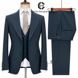 Cenne Des Graoom Classic Fit 2 Button Formal Suits for Men Solid Color Blazer Vest Pants Set Business Meeting Wedding Daily Use