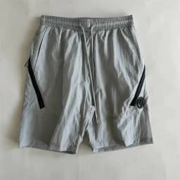 New Quick Dry Dust Grey Nylon Men Elastic Waist Drawstring Casual Cargo Shorts With Side Zipper Pockets