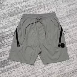 New Quick Dry Dust Grey Nylon Men Elastic Waist Drawstring Casual Cargo Shorts With Side Zipper Pockets