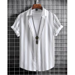 2023 Male Clothes Simple Stripes 3d Hawaiian Shirt Men Clothes Loose Breathable Men's Shirts Summer Male Shirts Short Sleeve