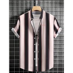 2023 Male Clothes Simple Stripes 3d Hawaiian Shirt Men Clothes Loose Breathable Men's Shirts Summer Male Shirts Short Sleeve