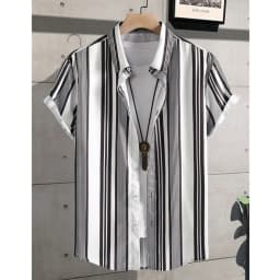 2023 Male Clothes Simple Stripes 3d Hawaiian Shirt Men Clothes Loose Breathable Men's Shirts Summer Male Shirts Short Sleeve