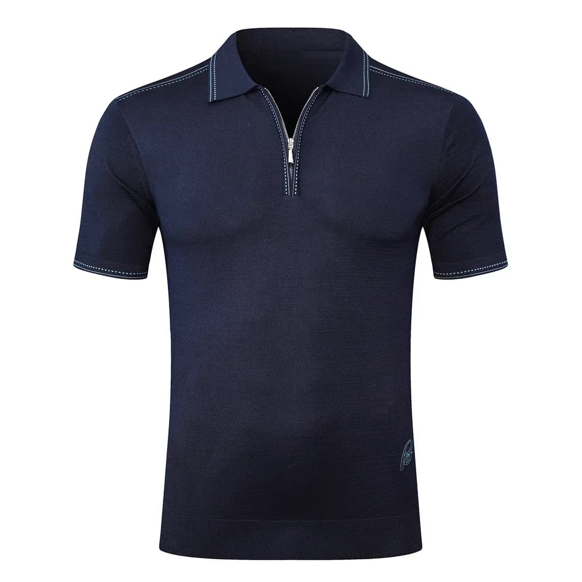 BILLIONAIRE BLSK CPRT polo shirt silk men 2026 New Solid color elastic short sleeve thin outdoors zipper quality big size M-5XL