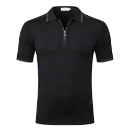BILLIONAIRE BLSK CPRT polo shirt silk men 2026 New Solid color elastic short sleeve thin outdoors zipper quality big size M-5XL