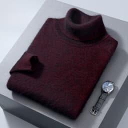 100% Mink Cashmere Sweater Men's Autumn Winter Thick Loose Warm Sweater High Collar Casual Business Pullover Knitted Sweater New