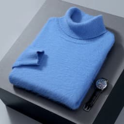 100% Mink Cashmere Sweater Men's Autumn Winter Thick Loose Warm Sweater High Collar Casual Business Pullover Knitted Sweater New