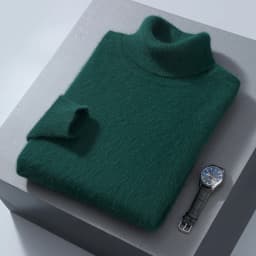 100% Mink Cashmere Sweater Men's Autumn Winter Thick Loose Warm Sweater High Collar Casual Business Pullover Knitted Sweater New