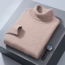 100% Mink Cashmere Sweater Men's Autumn Winter Thick Loose Warm Sweater High Collar Casual Business Pullover Knitted Sweater New