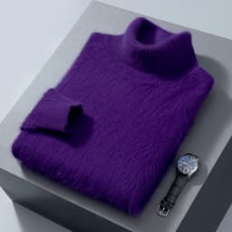 100% Mink Cashmere Sweater Men's Autumn Winter Thick Loose Warm Sweater High Collar Casual Business Pullover Knitted Sweater New
