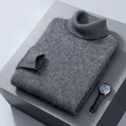 100% Mink Cashmere Sweater Men's Autumn Winter Thick Loose Warm Sweater High Collar Casual Business Pullover Knitted Sweater New