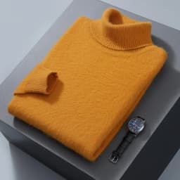 100% Mink Cashmere Sweater Men's Autumn Winter Thick Loose Warm Sweater High Collar Casual Business Pullover Knitted Sweater New