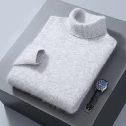100% Mink Cashmere Sweater Men's Autumn Winter Thick Loose Warm Sweater High Collar Casual Business Pullover Knitted Sweater New