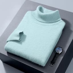 100% Mink Cashmere Sweater Men's Autumn Winter Thick Loose Warm Sweater High Collar Casual Business Pullover Knitted Sweater New