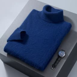 100% Mink Cashmere Sweater Men's Autumn Winter Thick Loose Warm Sweater High Collar Casual Business Pullover Knitted Sweater New