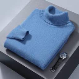 100% Mink Cashmere Sweater Men's Autumn Winter Thick Loose Warm Sweater High Collar Casual Business Pullover Knitted Sweater New