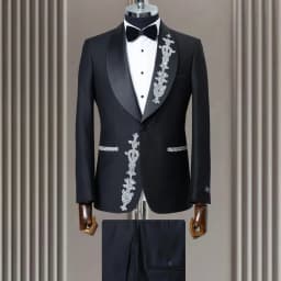 Customized Single Breasted Gem Men Suits 2 Piece Sets Wedding Groom Tuxedo Diamond Slim Fit Outfit Male Prom Blazers Homme