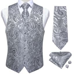 Fashion Men's Green Paisley Business Vest chaleco hombre Luxury Wedding Red Waistcoat Necktie Pocket Square Cufflinks Free Ship