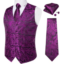 Fashion Men's Green Paisley Business Vest chaleco hombre Luxury Wedding Red Waistcoat Necktie Pocket Square Cufflinks Free Ship