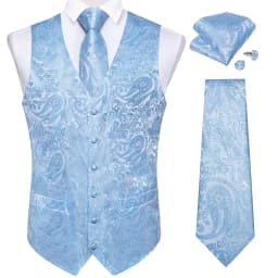 Fashion Men's Green Paisley Business Vest chaleco hombre Luxury Wedding Red Waistcoat Necktie Pocket Square Cufflinks Free Ship