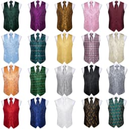 Fashion Men's Green Paisley Business Vest chaleco hombre Luxury Wedding Red Waistcoat Necktie Pocket Square Cufflinks Free Ship