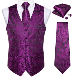 Fashion Men's Green Paisley Business Vest chaleco hombre Luxury Wedding Red Waistcoat Necktie Pocket Square Cufflinks Free Ship