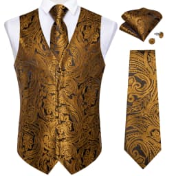 Fashion Men's Green Paisley Business Vest chaleco hombre Luxury Wedding Red Waistcoat Necktie Pocket Square Cufflinks Free Ship